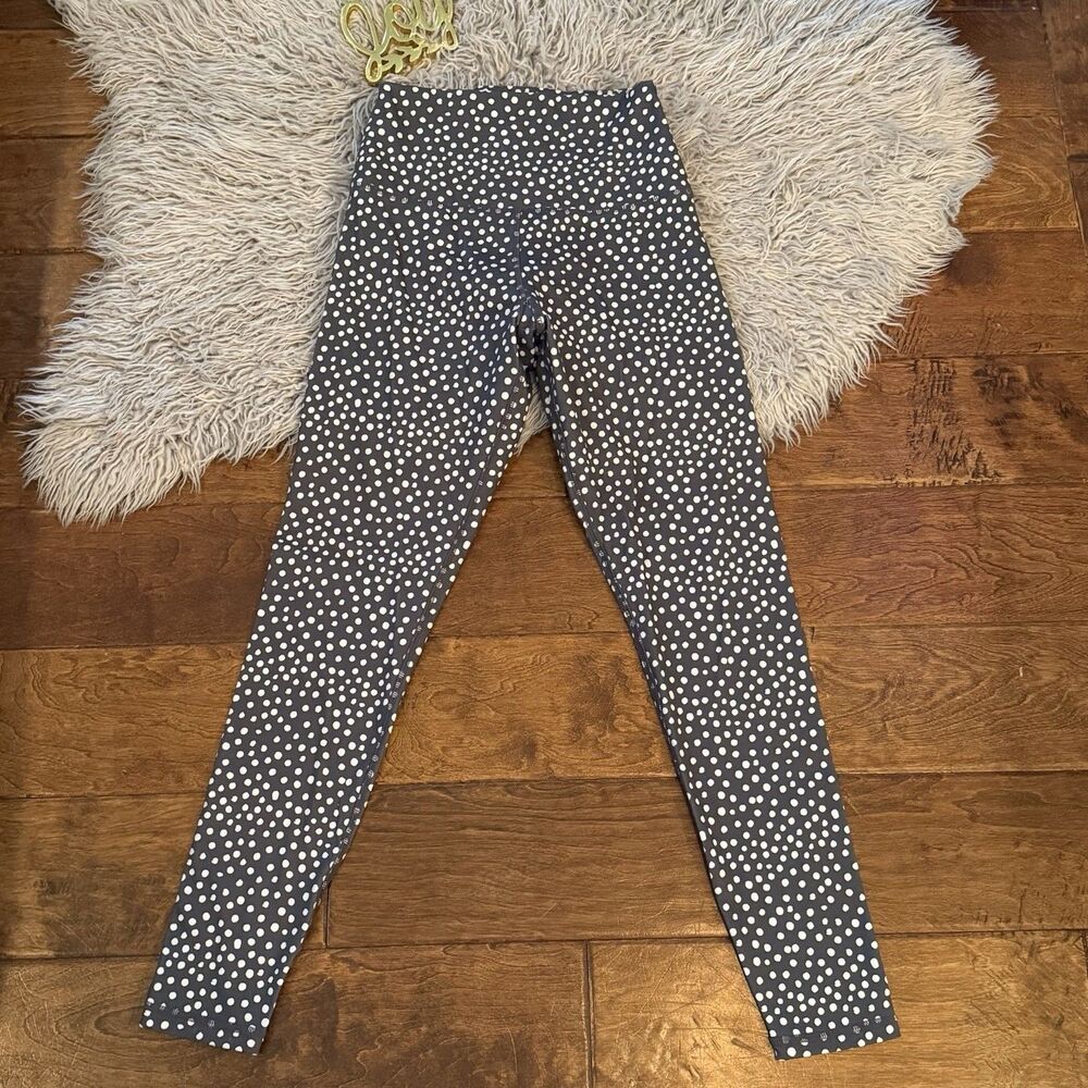 Glyder High Power Leggings Silver Polka Dot Grey White Size XS Ankle
